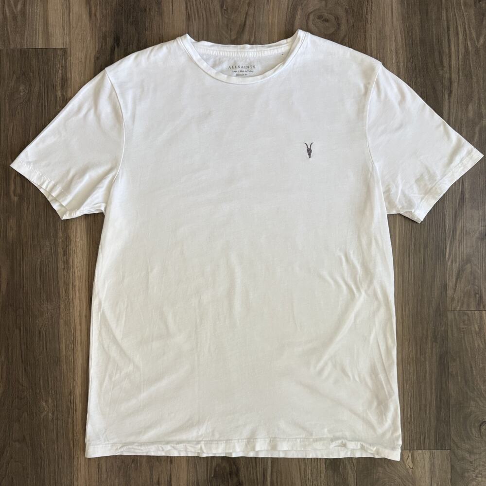All Saints T-Shirt Men’s Size M White Logo Tee Shirt Short Sleeve